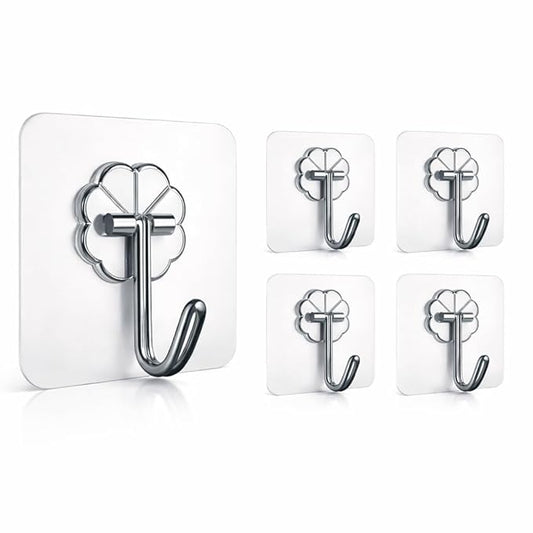 Stainless Steel Transparent Wall Hook Hanger Sticker(Pack of 10)