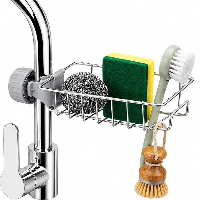 Kitchen Sink Organizer Stainless Steel (FREE Non Scratchable Scrubber)
