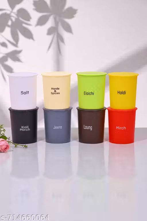 Kitchen Masala Jar Set with Airtight Lid | Spice Container for Home & Restaurant Use