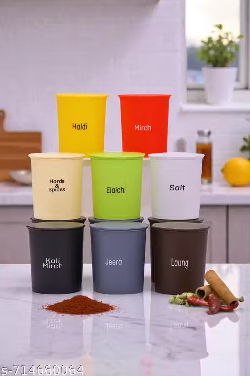 Kitchen Masala Jar Set with Airtight Lid | Spice Container for Home & Restaurant Use
