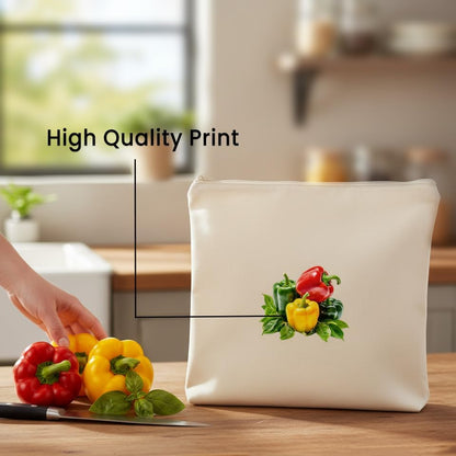 100% Cotton Reusable Vegetable Bags for Fridge | Eco-friendly Storage Bags for Kitchen Organizer | 10 Pcs | Washable Breathable Zipper Cloth Bags for Vegetables(Pack of 10)