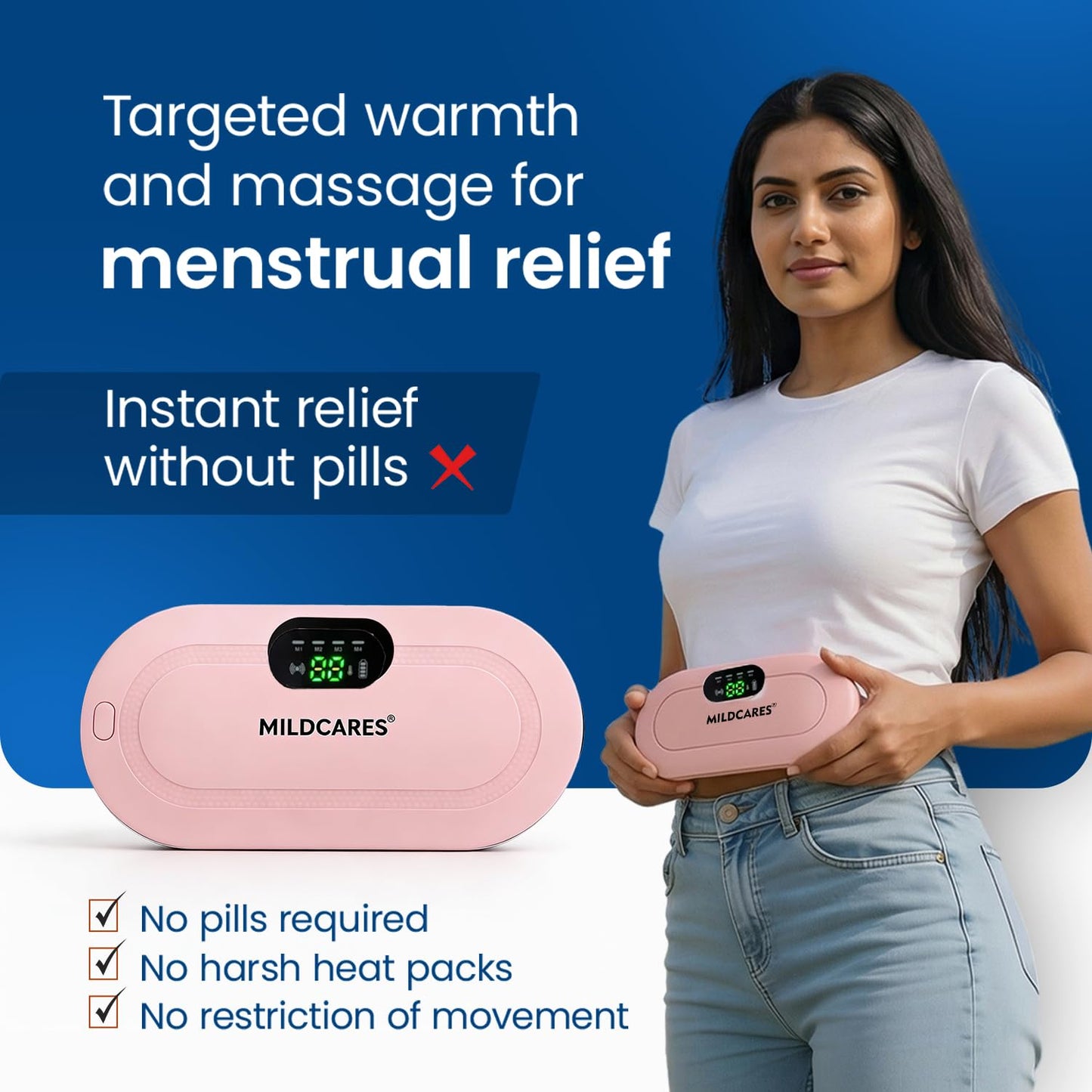 Period Cramp Massager Belt – Cordless Rechargeable Heating Pad
