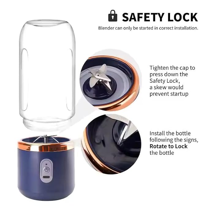 Portable Electric USB Juicer (6 Blades 3 Gears With 1500 mAh Battery)
