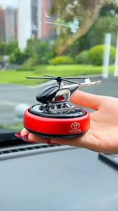 Premium Quality Solar Helicopter Car Dashboard Decoration Items Accessories | Interior Accessory | No Batteries Needed | Rotating Perfume Air Freshener & Automatic Diffuser Gadgets (Red)