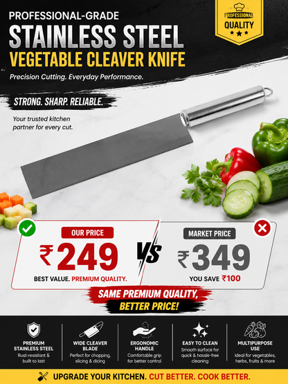 Professional-Grade Stainless Steel Vegetable Cleaver Knife 1 Pc
